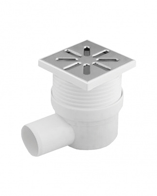 Трап Sinikon 150x150 D=50 мм боковой, регулируемый, белый