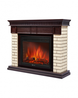 Портал Firelight Bricks 30, цвет камня Бежевый, шпон «Темный Дуб»